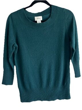 Womans Neiman Marcus emerald green 100% Cashmere 3/4 Sleeve Sweater Size medium